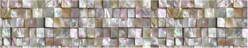 IOHEFY Pearl Mosaic Wallpaper Border 196x4 Inch Iridescent Tile Look Peel and Stick Wall Border Removable Vinyl Decorative Trim for Bathroom Kitchen Countertop Backsplash Decor - Image 2